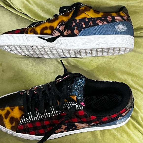 PUMA Court Culture Mixed Pattern Low Top Sneakers Size 9 - Picture 5 of 8